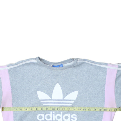 Adidas Girls Grey Pink Crew Neck Sweatshirt 13-14 Years Pullover Fleece