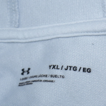 Under Armour Girls Light Blue Pink Logo Hooded Pullover Sweatshirt YXL