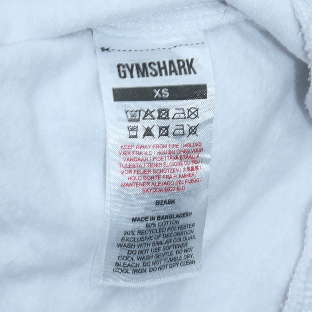 Mens UK Size XS Gymshark White Pullover Sweatshirt