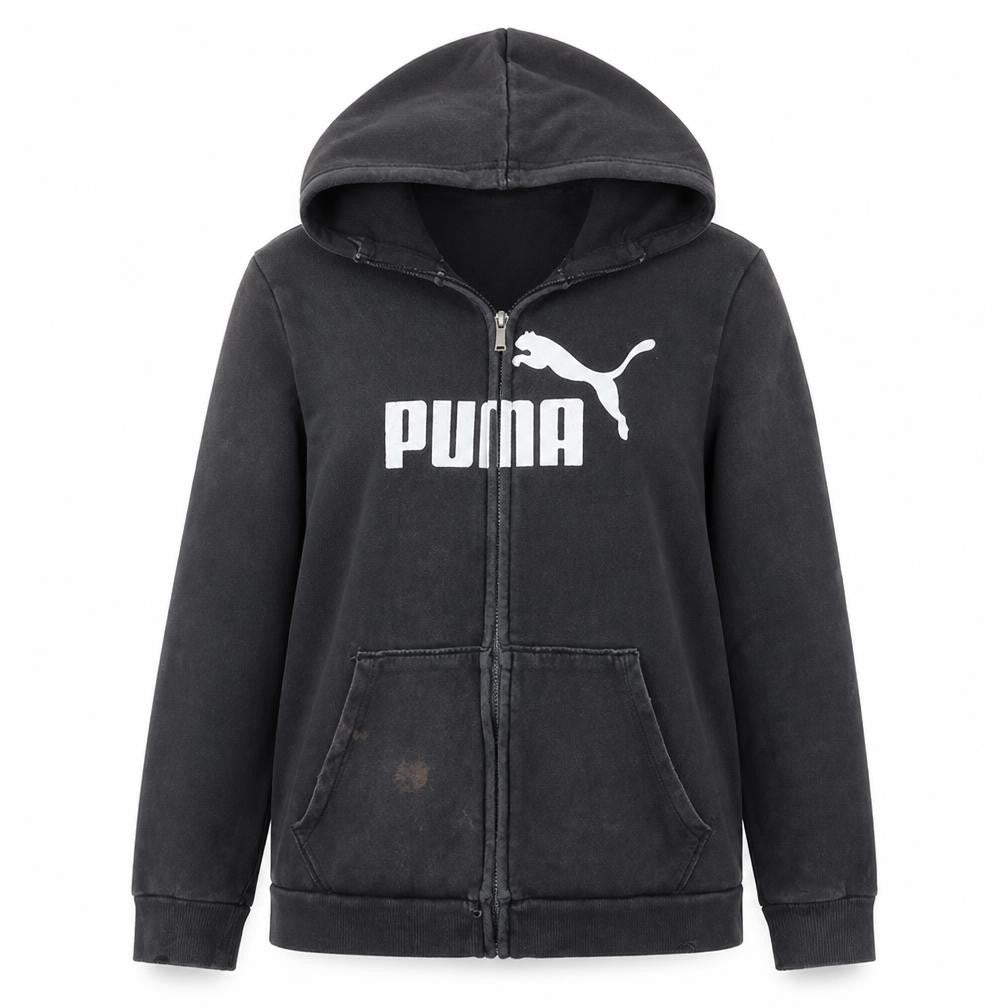 Womens UK Size XL PUMA Black Full Zip Hoodie