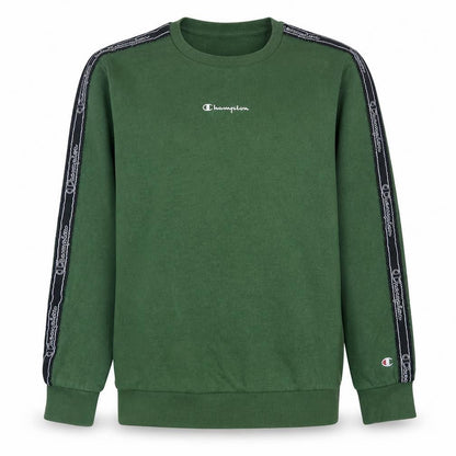 Front view of Champion boys’ green logo crew neck sweatshirt 13-14 years
