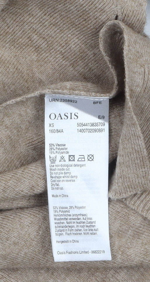 Womens UK Size XS Oasis Beige Pullover Jumper