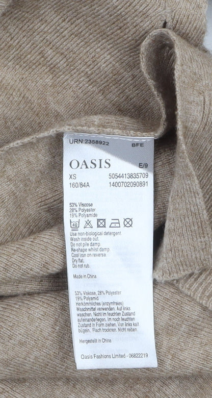 Womens UK Size XS Oasis Beige Pullover Jumper