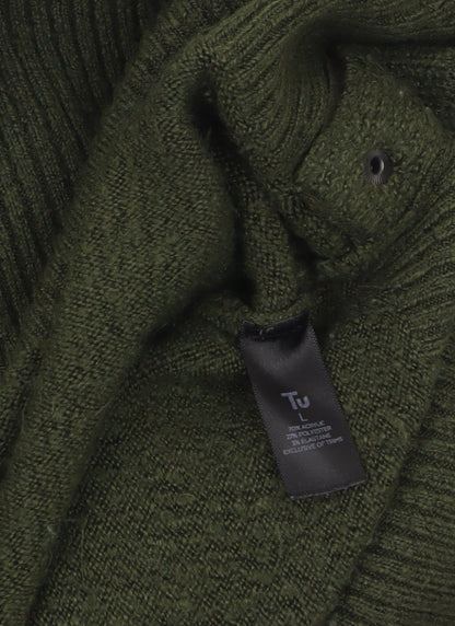 Tu Women Green Mock Neck Knit Pullover Jumper Size L