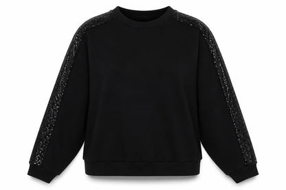 Marks & Spencer Womens Black Sequin Sleeve Pullover Sweatshirt Size 20