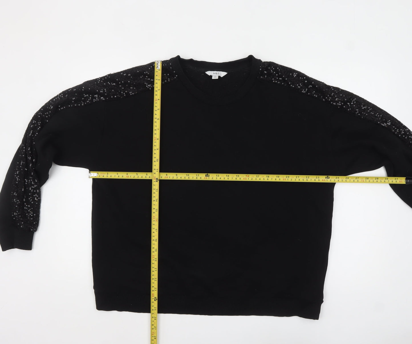 Womens UK Size 20 Marks and Spencer Black Pullover Sweatshirt