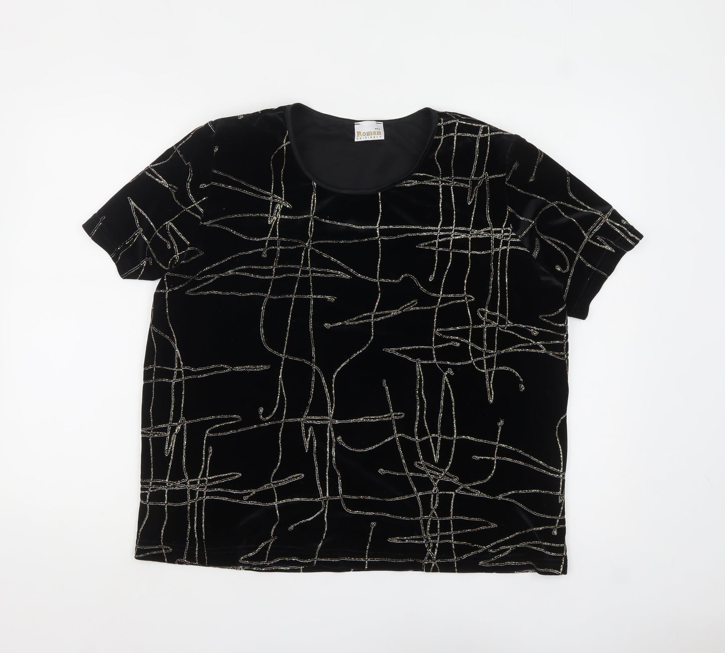 Womens UK Size L Roman Originals Black Basic T-Shirt