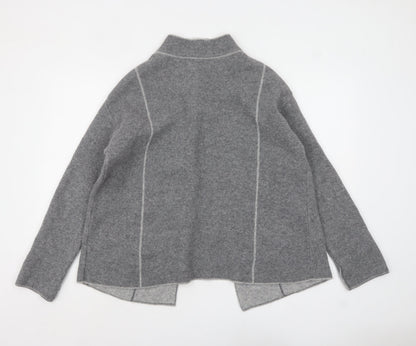 Chiaramente Women Grey Wool Cardigan XL Collared Buckle Knit