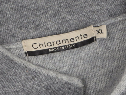 Chiaramente Women Grey Wool Cardigan XL Collared Buckle Knit