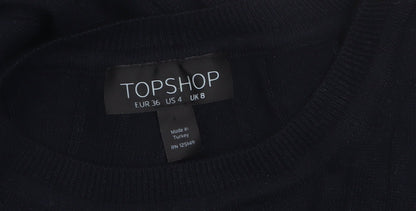 Topshop Women’s Black Knit Bodycon Midi Dress Size 8