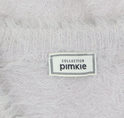 Pimkie Women's Grey Fluffy Crew Neck Cardigan Size S
