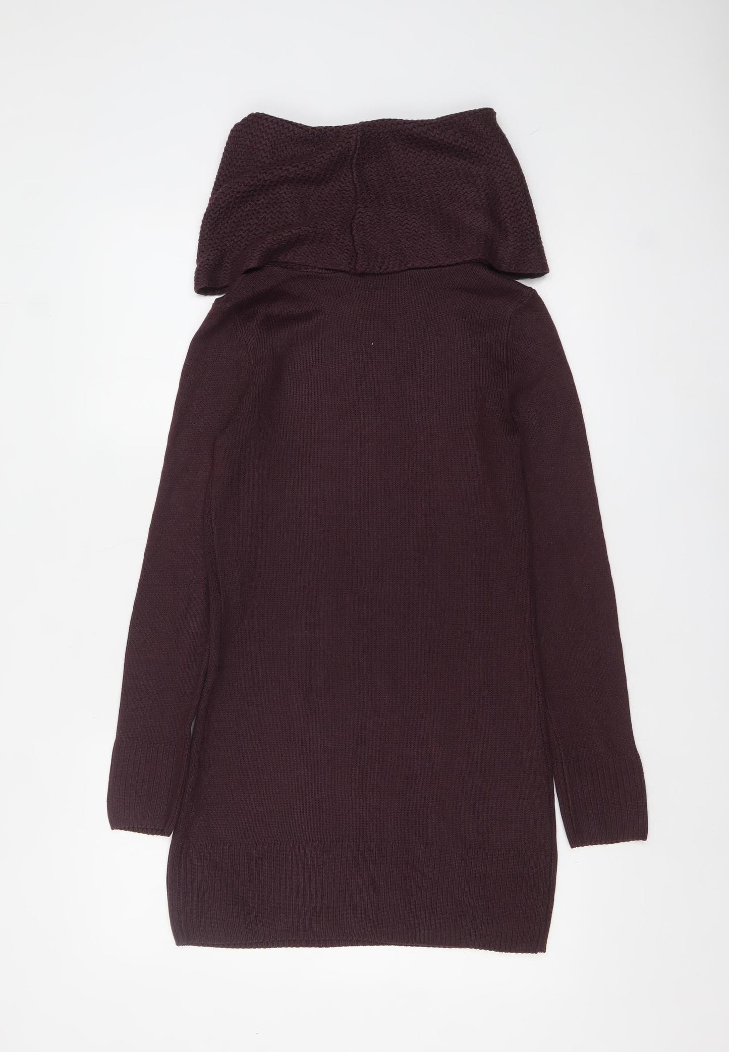 H&M Women’s Plum Cowl Neck Long Sleeve Tunic Jumper Size S Acrylic Knit