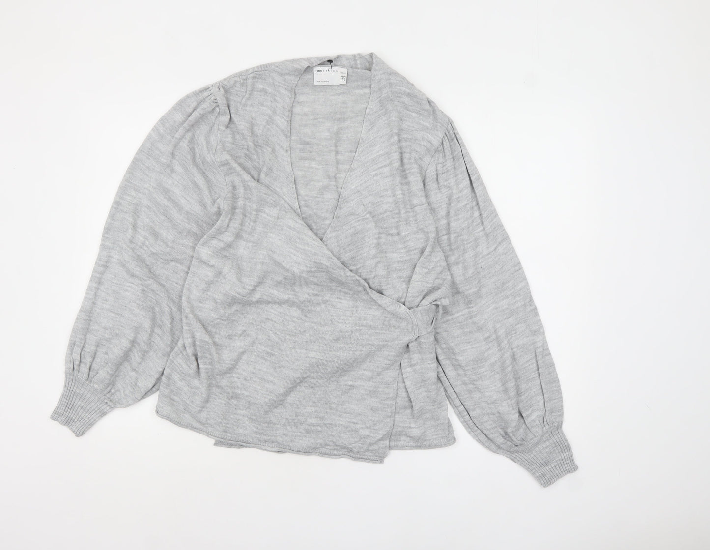 Womens UK Size 10 ASOS DESIGN Grey Wrap Jumper