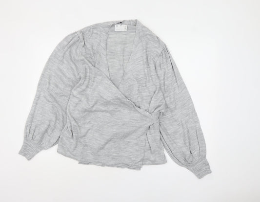 Womens UK Size 10 ASOS DESIGN Grey Wrap Jumper