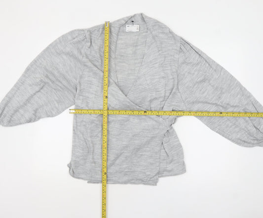 Womens UK Size 10 ASOS DESIGN Grey Wrap Jumper