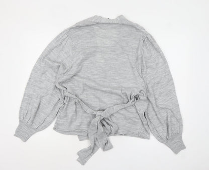 Womens UK Size 10 ASOS DESIGN Grey Wrap Jumper