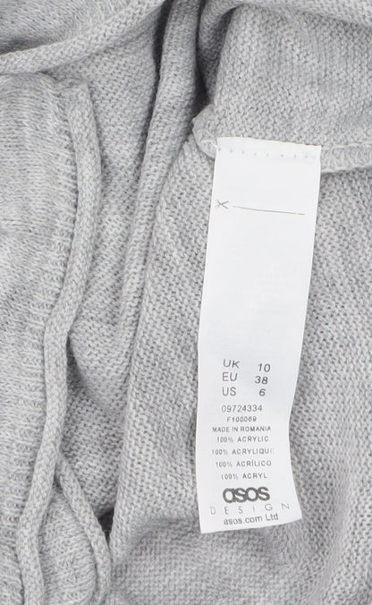 Womens UK Size 10 ASOS DESIGN Grey Wrap Jumper
