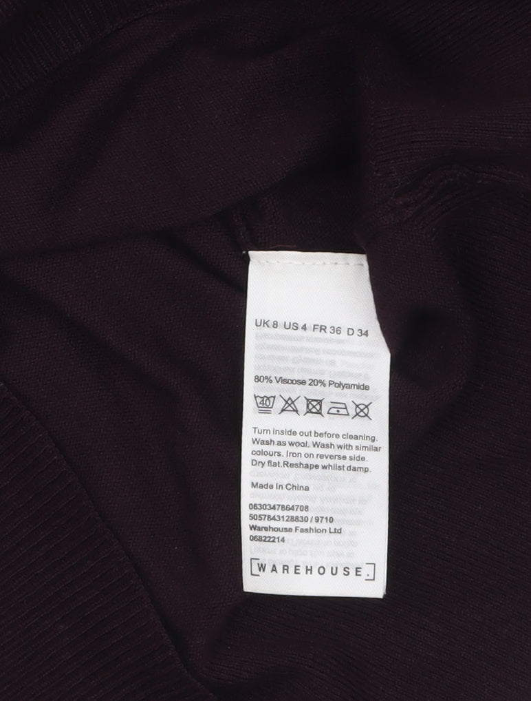Womens UK Size 8 Warehouse Black Pullover Jumper