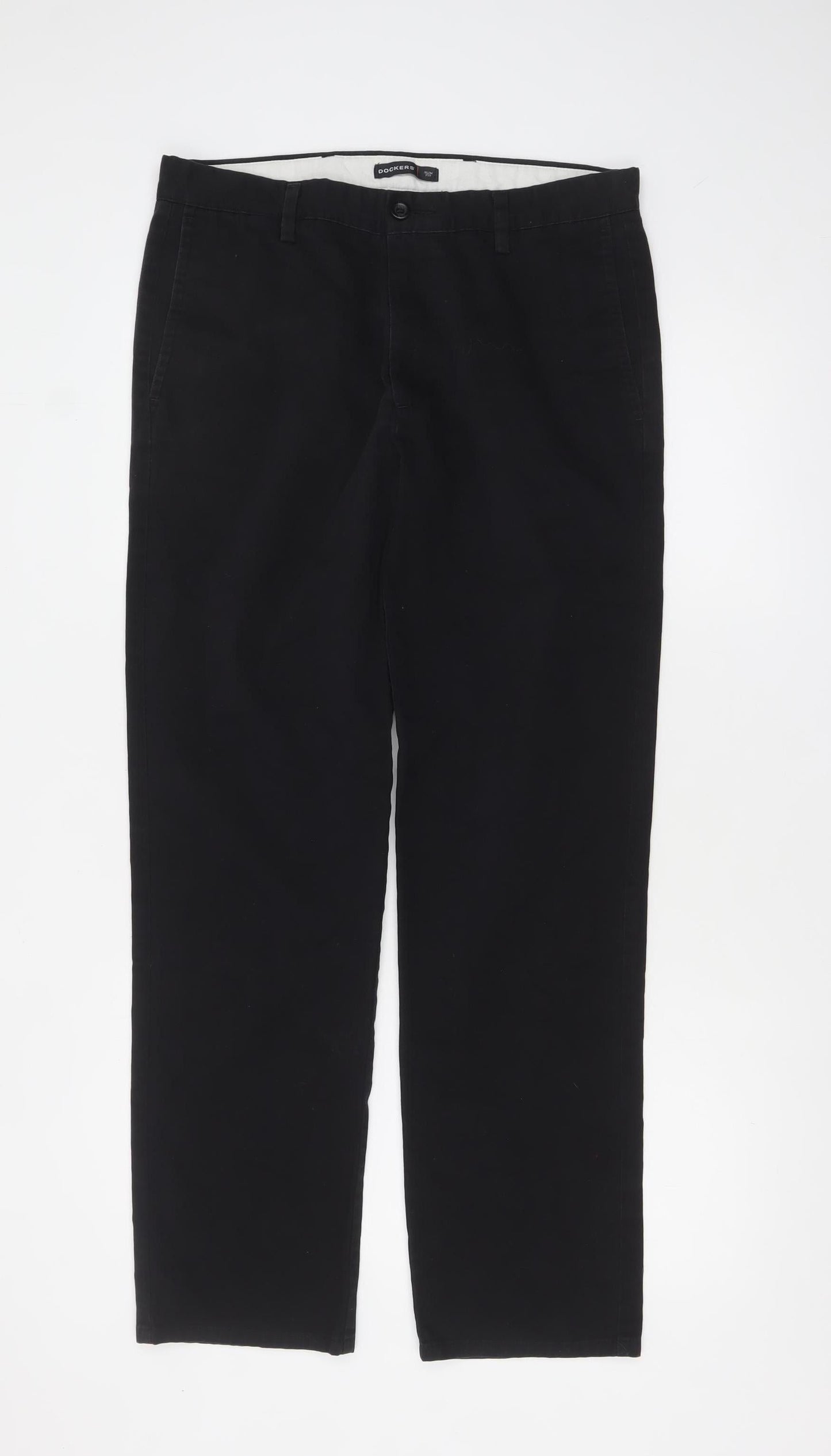 Mens UK Size M DOCKERS Slim Fit Chino Black Trousers