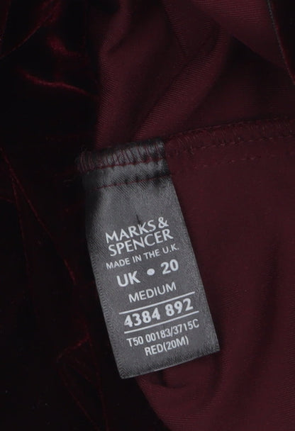 Marks and Spencer Womens Red Velvet Straight Trousers Size 20
