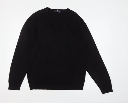 Marks and Spencer Men's Black V-Neck Acrylic Jumper Medium Regular Fit