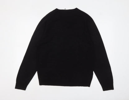 Marks and Spencer Men's Black V-Neck Acrylic Jumper Medium Regular Fit