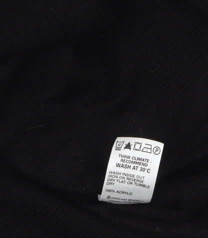 Marks and Spencer Men's Black V-Neck Acrylic Jumper Medium Regular Fit