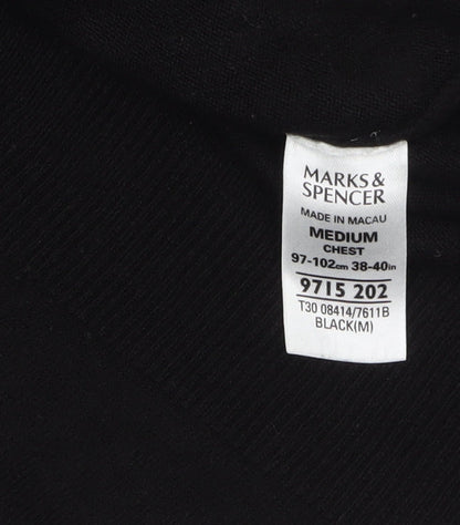 Marks and Spencer Men's Black V-Neck Acrylic Jumper Medium Regular Fit