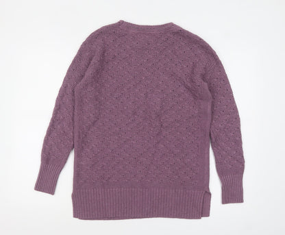 FatFace Women's Purple Cotton Open-Knit Jumper Size 8