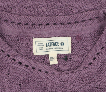 FatFace Women's Purple Cotton Open-Knit Jumper Size 8