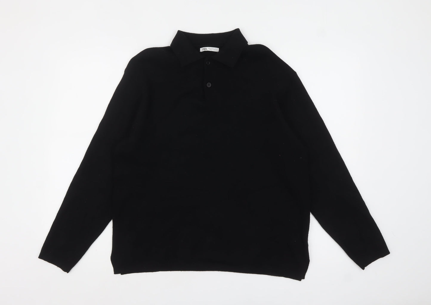 Womens UK Size 12 Zara Black Henley Jumper