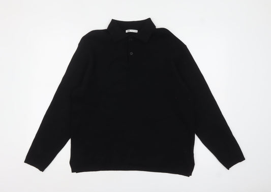 Womens UK Size 12 Zara Black Henley Jumper