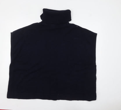 Boden Women Blue Roll Neck Button Cape Style Sleeveless Jumper M