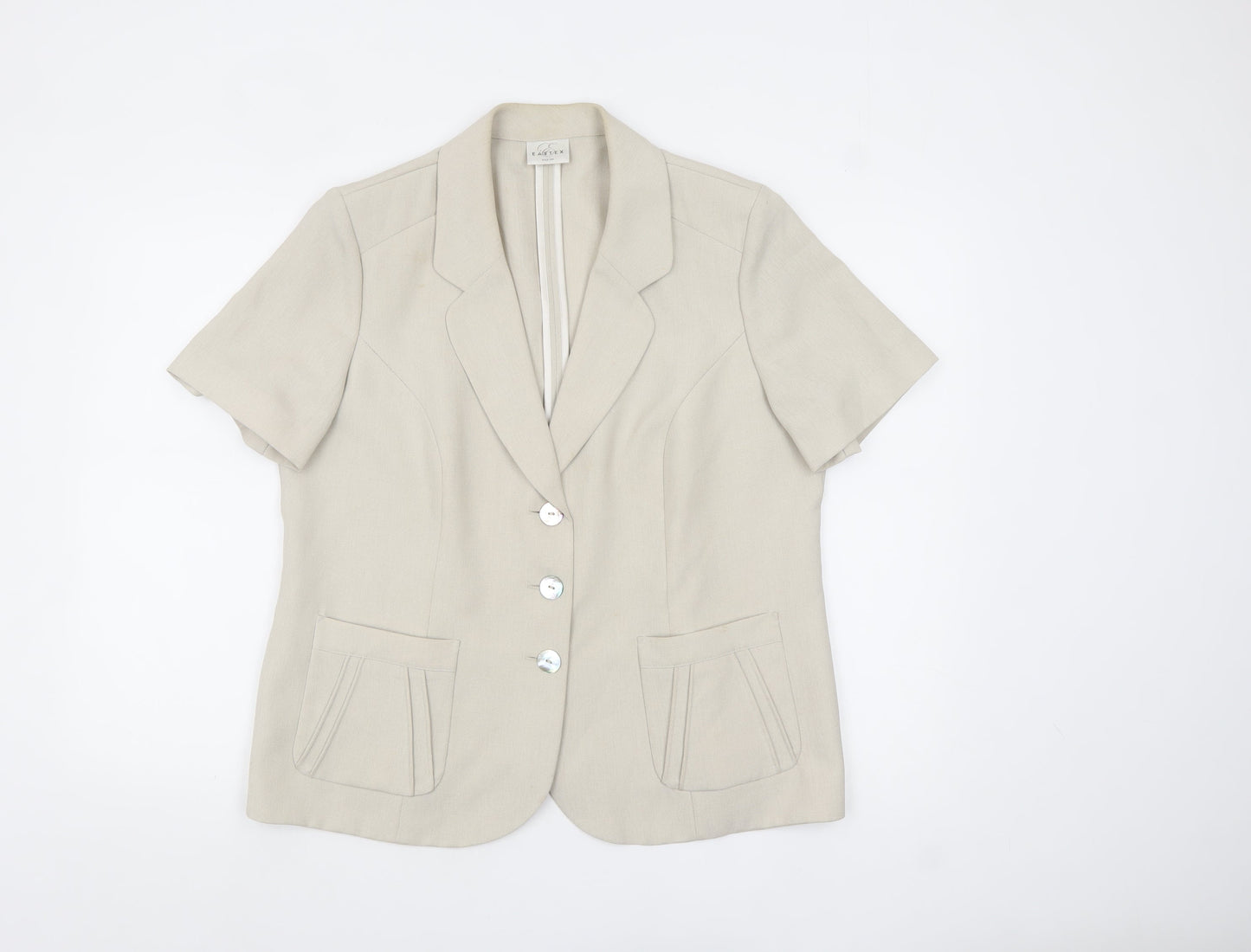 Eastex Women Beige Short Sleeve Blazer UK 16 Classic Business Jacket