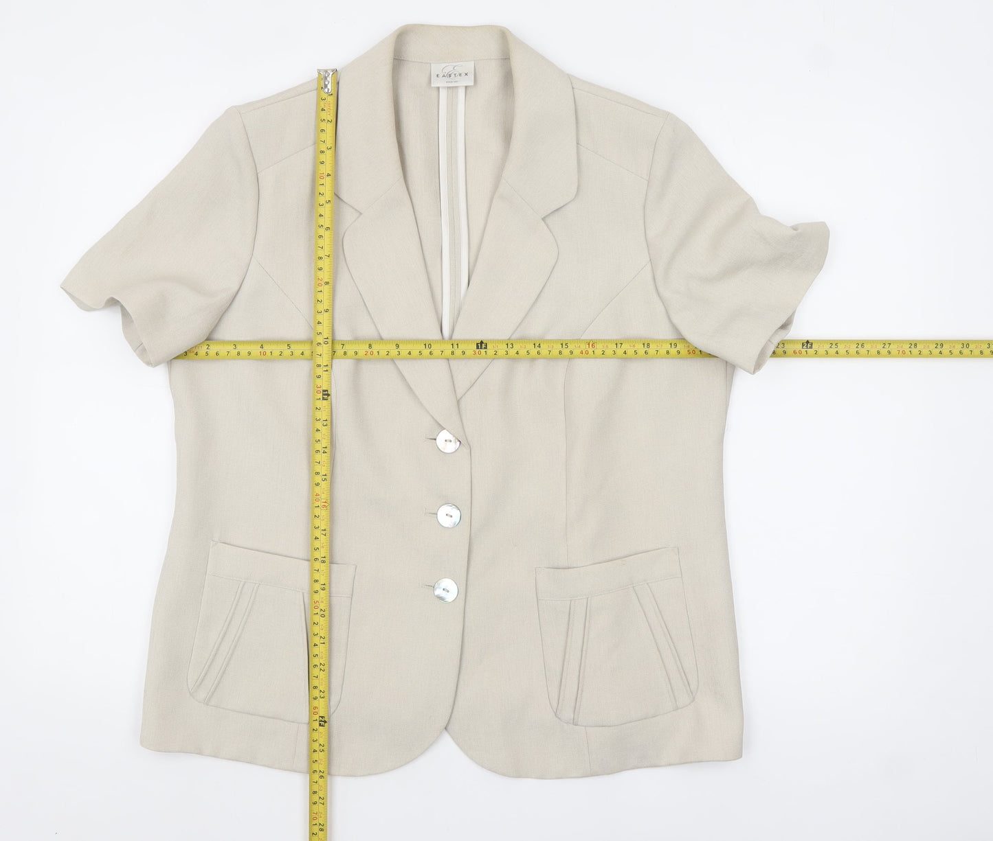 Eastex Women Beige Short Sleeve Blazer UK 16 Classic Business Jacket