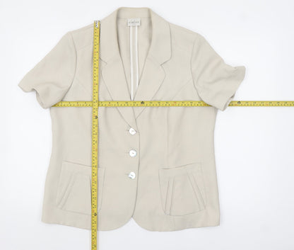 Eastex Women Beige Short Sleeve Blazer UK 16 Classic Business Jacket