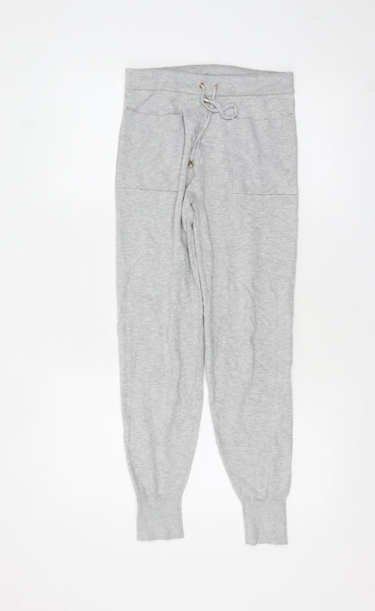 Oasis Women Grey XS Knit Jogger Trousers with Drawstring Waist