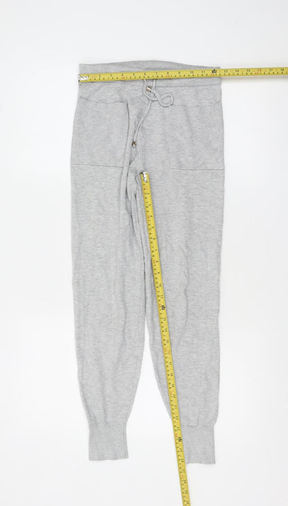 Oasis Women Grey XS Knit Jogger Trousers with Drawstring Waist