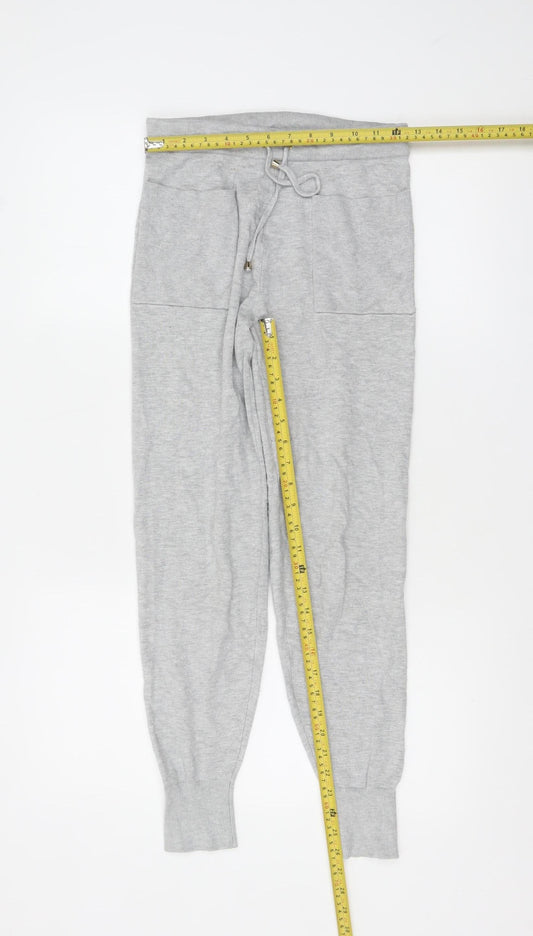 Oasis Women Grey XS Knit Jogger Trousers with Drawstring Waist