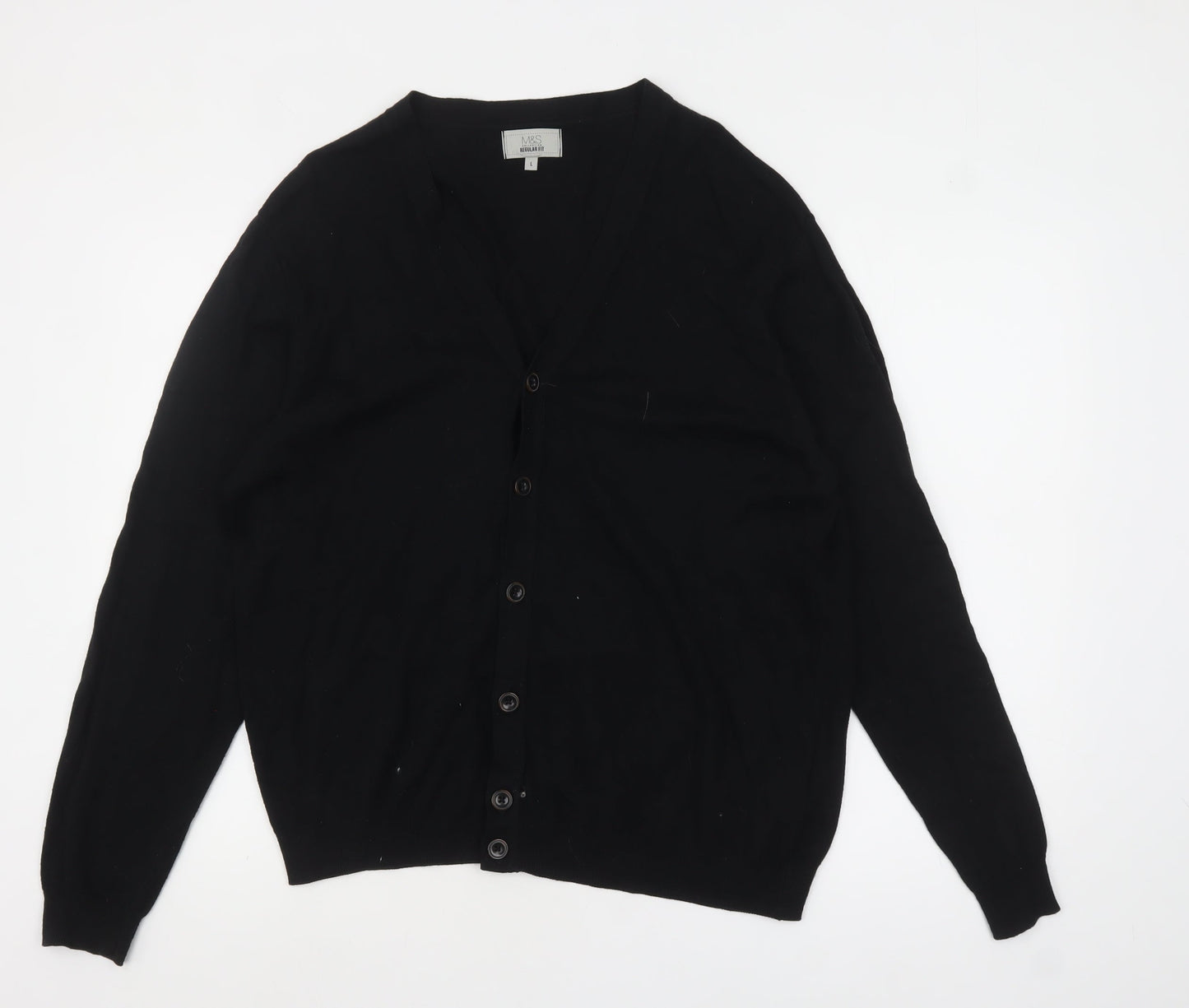 Mens UK Size L Marks and Spencer Black Cardigan Jumper