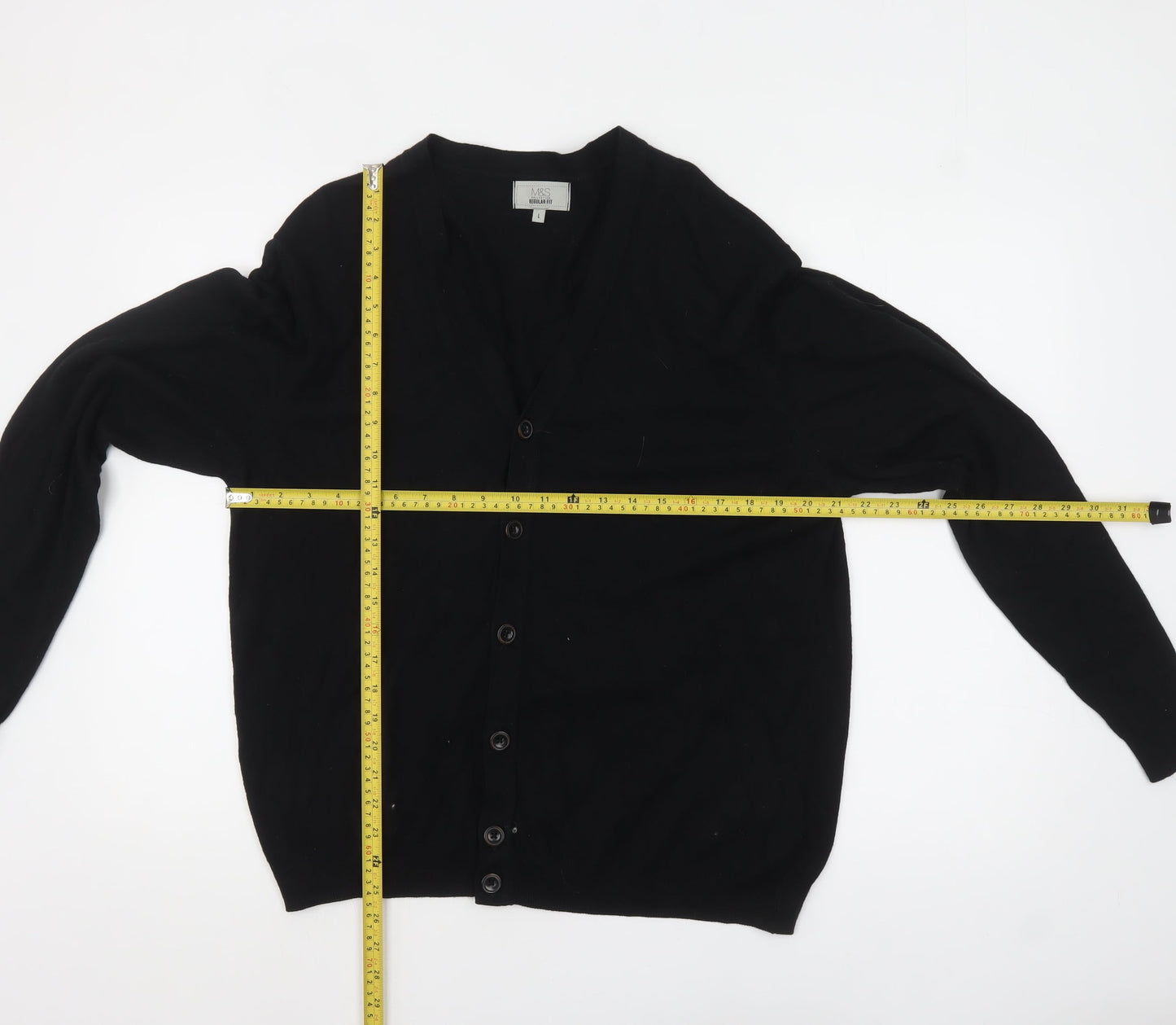 Mens UK Size L Marks and Spencer Black Cardigan Jumper