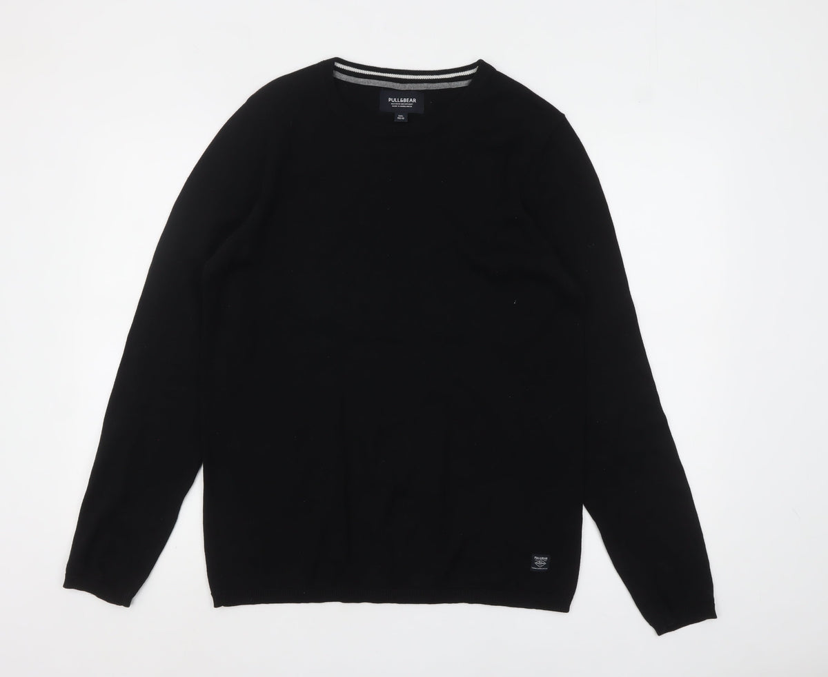 Mens UK Size L Pull&Bear Black Pullover Jumper