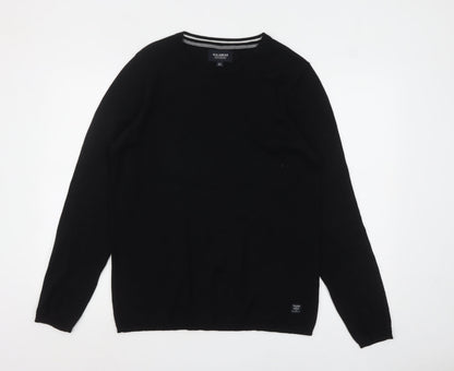 Mens UK Size L Pull&Bear Black Pullover Jumper