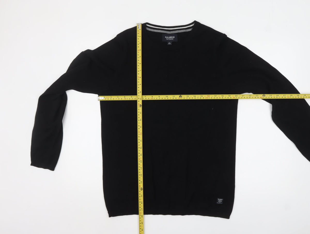 Mens UK Size L Pull&Bear Black Pullover Jumper