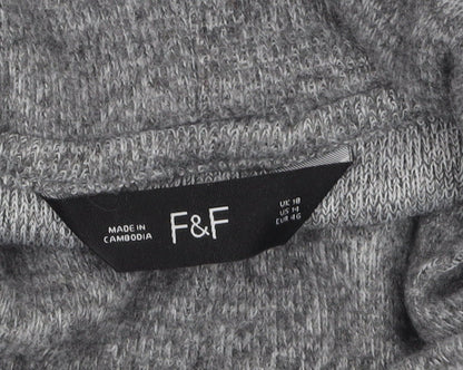 F&F Women’s Grey High Neck Knit Pullover Jumper Size 18