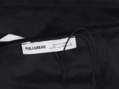 Pull&Bear Women's Black Velvet Cropped Long Sleeve Blouse Size 12