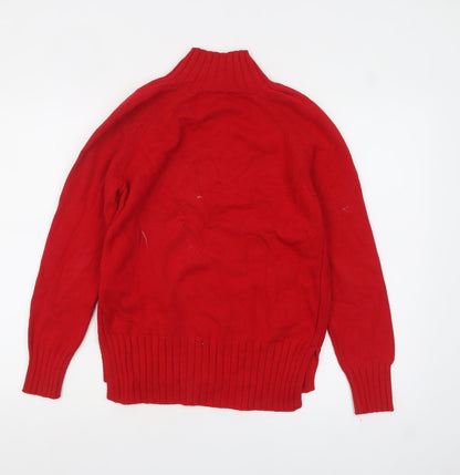 Hobbs Women Red High Neck Button Detail Cotton Jumper XS