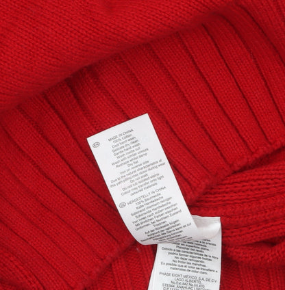Hobbs Women Red High Neck Button Detail Cotton Jumper XS