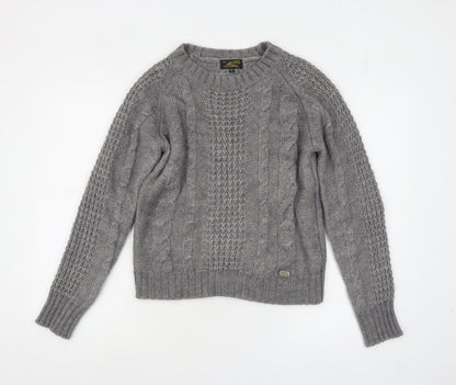 Le Mont St Michel Womens Grey Cable-Knit Acrylic Alpaca Jumper M