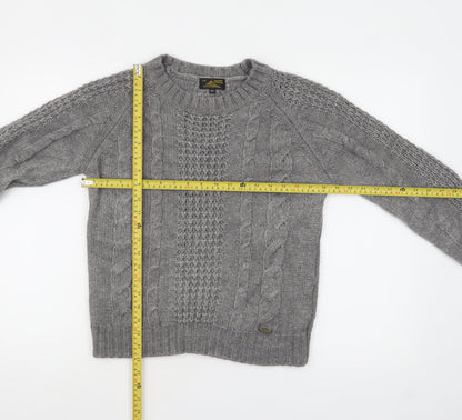 Le Mont St Michel Womens Grey Cable-Knit Acrylic Alpaca Jumper M